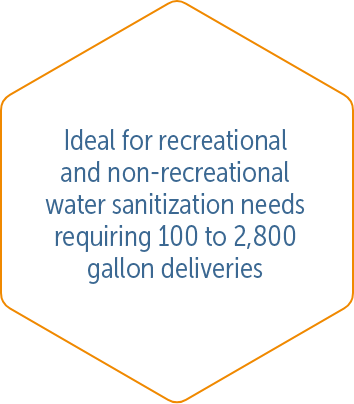 ideal for recreational and non-recreational water sanitization needs requiring 100 to 2,800 gallon deliveries
